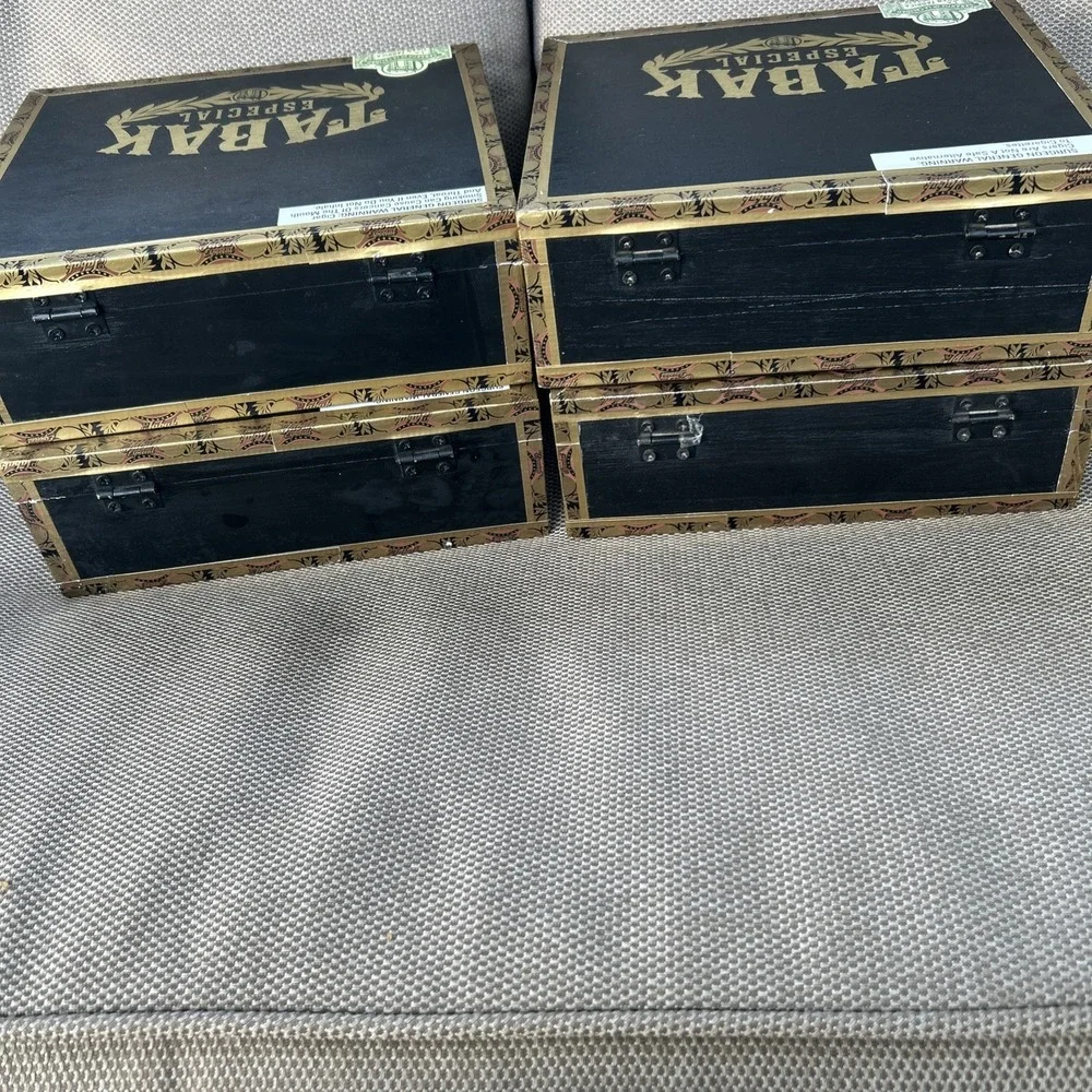 Lot Of 4 Tabak Especial by Drew Estate Empty Cigar Boxes Black & Gold Toro Dulce
